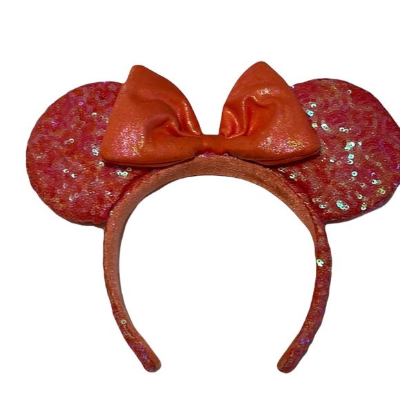 Disney Accessories - Authentic disney park coral pink sequin Minnie mouse ears